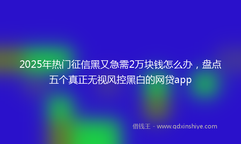 2025年热门征信黑又急需2万块钱怎么办，盘点五个真正无视风控黑白的网贷app
