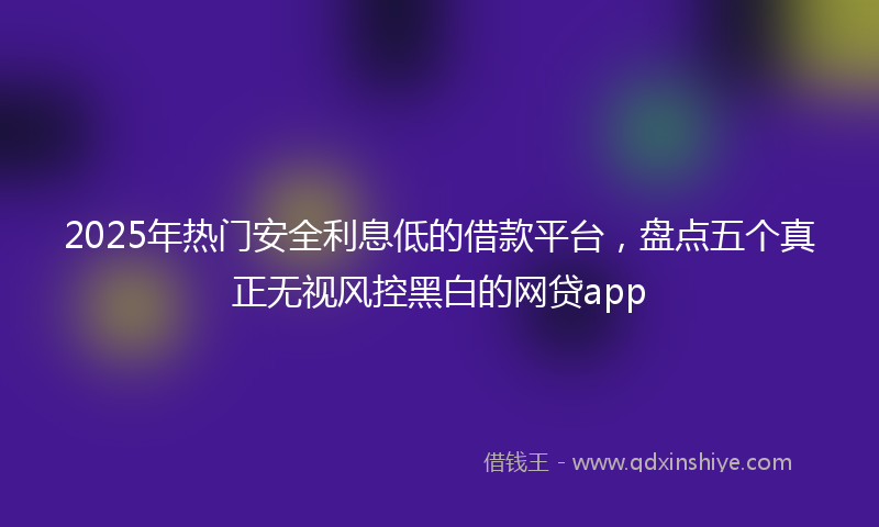 2025年热门安全利息低的借款平台，盘点五个真正无视风控黑白的网贷app