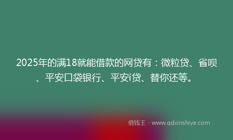 2025年的满18就能借款的网贷有：微粒贷、省呗、平安口袋银行、平安i贷、替你还等。