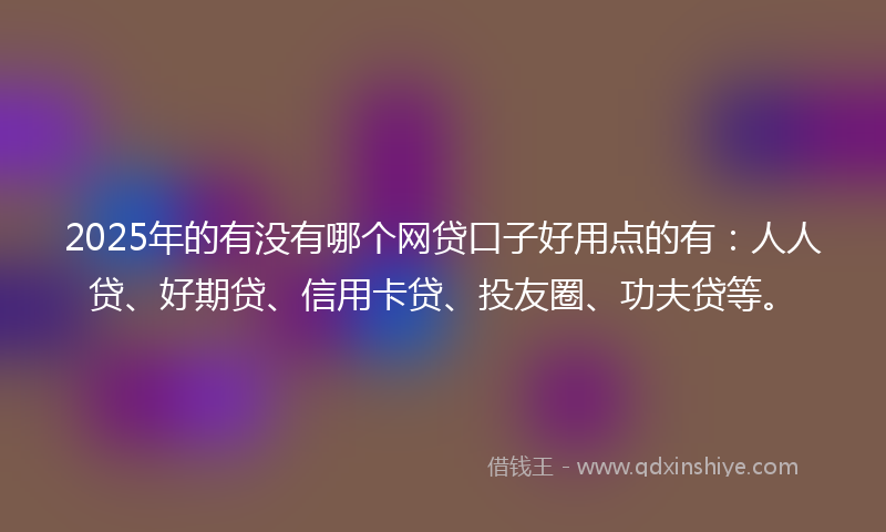2025年的有没有哪个网贷口子好用点的有：人人贷、好期贷、信用卡贷、投友圈、功夫贷等。