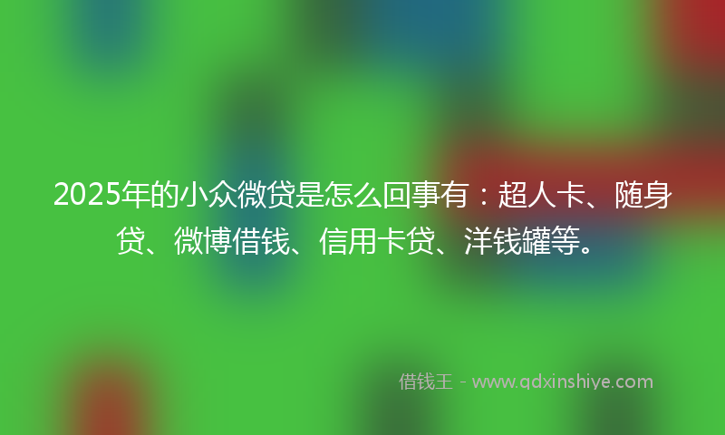 2025年的小众微贷是怎么回事有：超人卡、随身贷、微博借钱、信用卡贷、洋钱罐等。