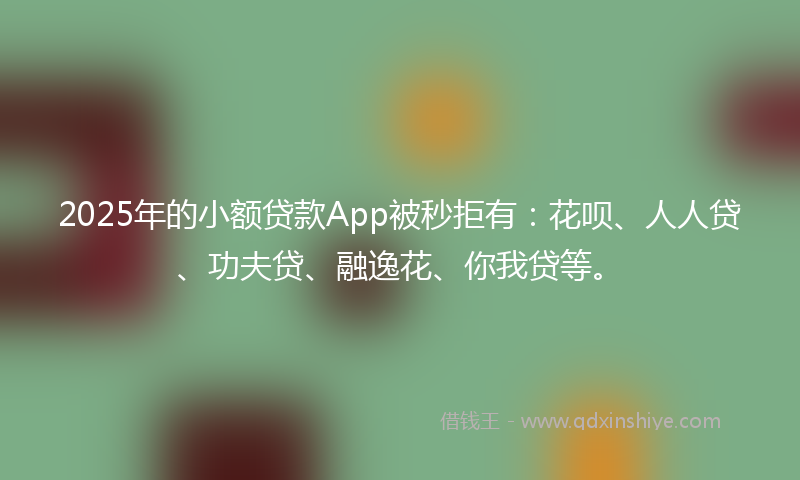 2025年的小额贷款App被秒拒有：花呗、人人贷、功夫贷、融逸花、你我贷等。
