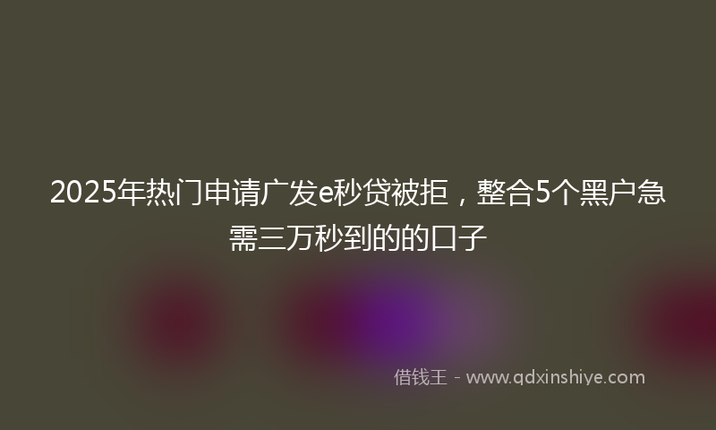 2025年热门申请广发e秒贷被拒，整合5个黑户急需三万秒到的的口子