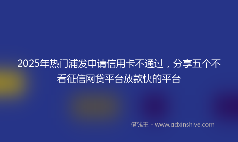 2025年热门浦发申请信用卡不通过，分享五个不看征信网贷平台放款快的平台
