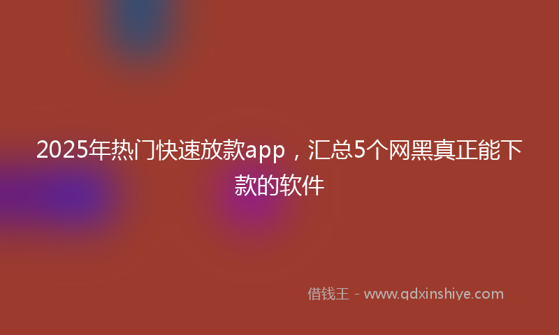 2025年热门快速放款app，汇总5个网黑真正能下款的软件