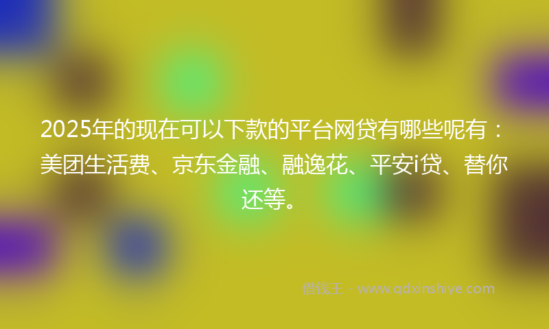 2025年的现在可以下款的平台网贷有哪些呢有：美团生活费、京东金融、融逸花、平安i贷、替你还等。