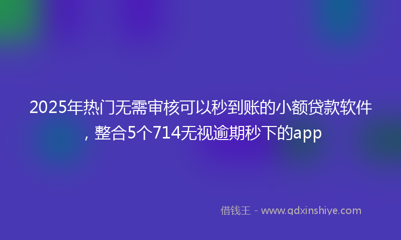 2025年热门无需审核可以秒到账的小额贷款软件，整合5个714无视逾期秒下的app