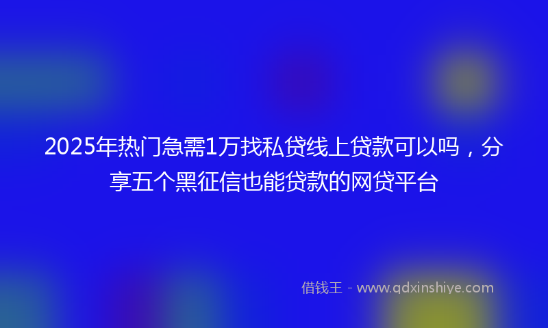2025年热门急需1万找私贷线上贷款可以吗，分享五个黑征信也能贷款的网贷平台