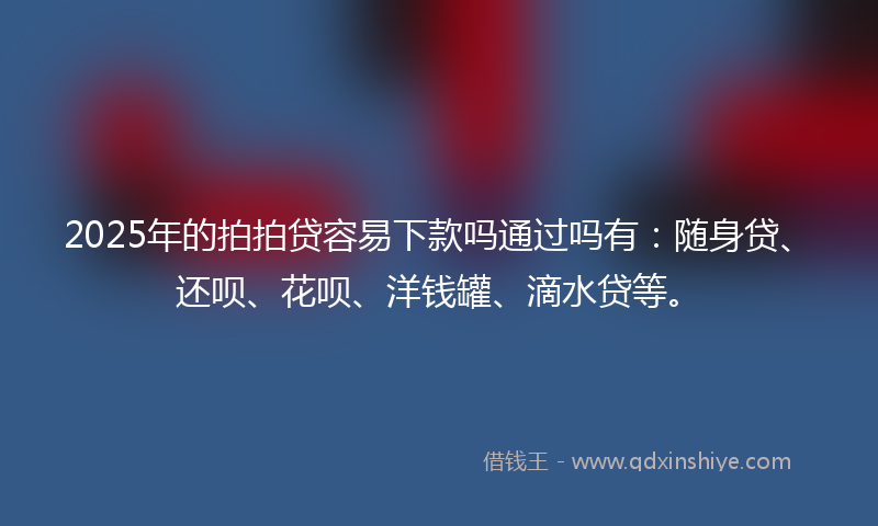 2025年的拍拍贷容易下款吗通过吗有：随身贷、还呗、花呗、洋钱罐、滴水贷等。