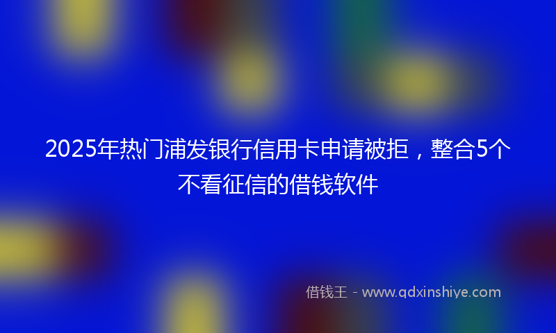 2025年热门浦发银行信用卡申请被拒，整合5个不看征信的借钱软件