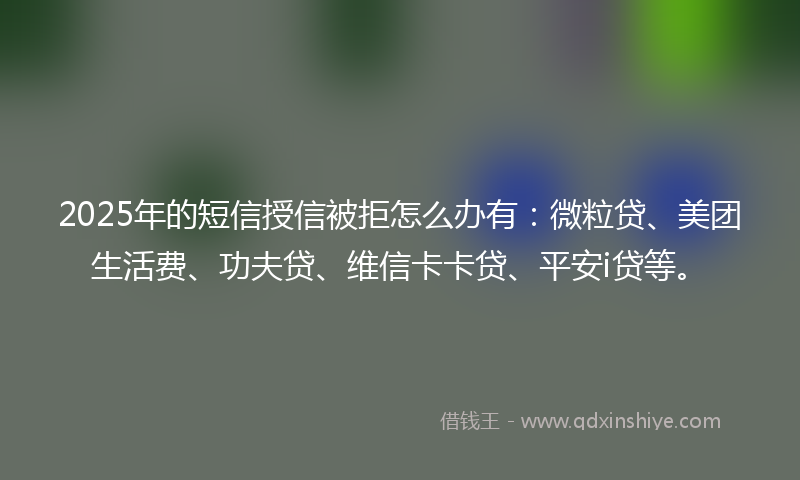 2025年的短信授信被拒怎么办有：微粒贷、美团生活费、功夫贷、维信卡卡贷、平安i贷等。