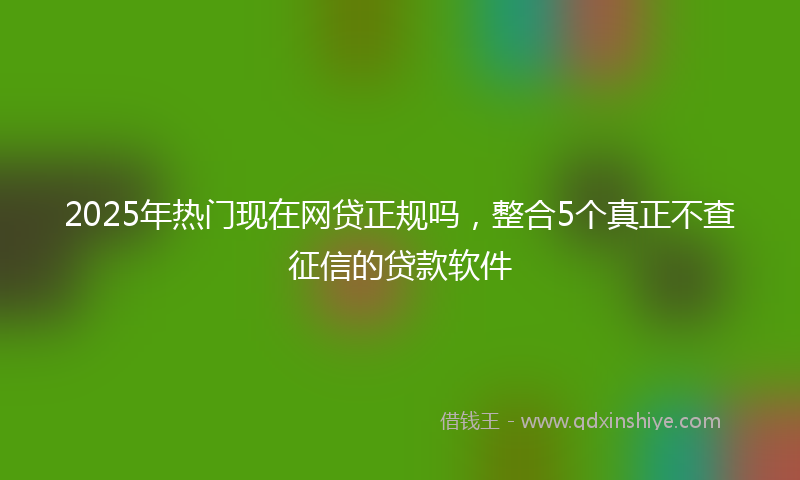 2025年热门现在网贷正规吗，整合5个真正不查征信的贷款软件