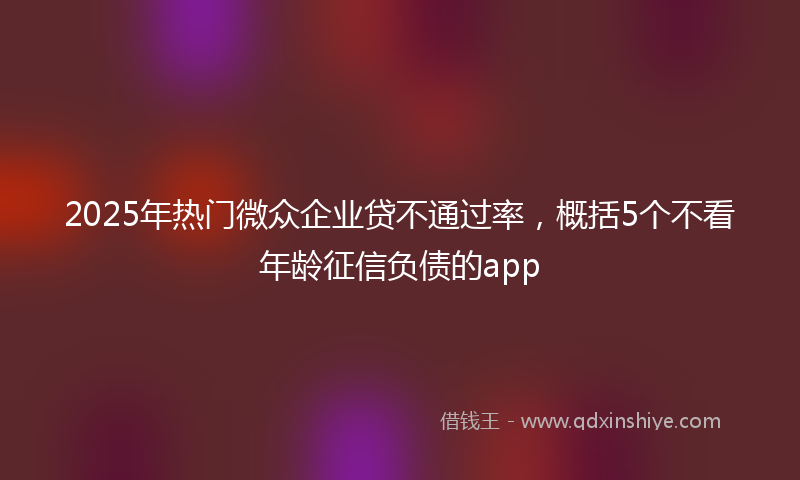 2025年热门微众企业贷不通过率，概括5个不看年龄征信负债的app