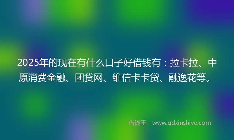2025年的现在有什么口子好借钱有：拉卡拉、中原消费金融、团贷网、维信卡卡贷、融逸花等。