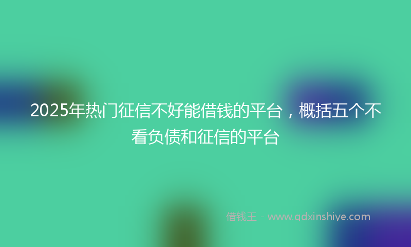 2025年热门征信不好能借钱的平台，概括五个不看负债和征信的平台