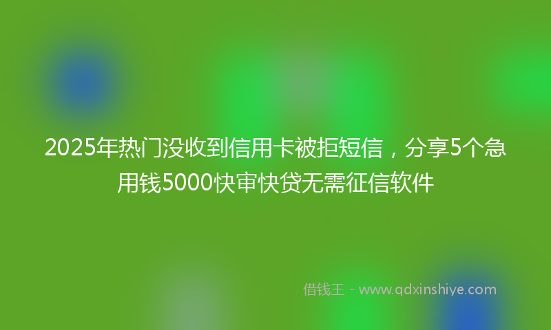 2025年热门没收到信用卡被拒短信，分享5个急用钱5000快审快贷无需征信软件