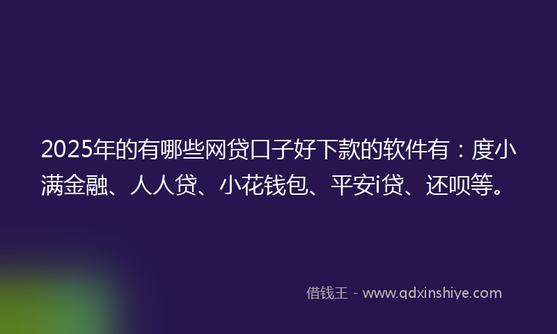2025年的有哪些网贷口子好下款的软件有：度小满金融、人人贷、小花钱包、平安i贷、还呗等。