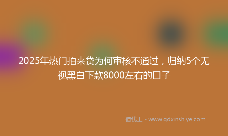 2025年热门拍来贷为何审核不通过，归纳5个无视黑白下款8000左右的口子