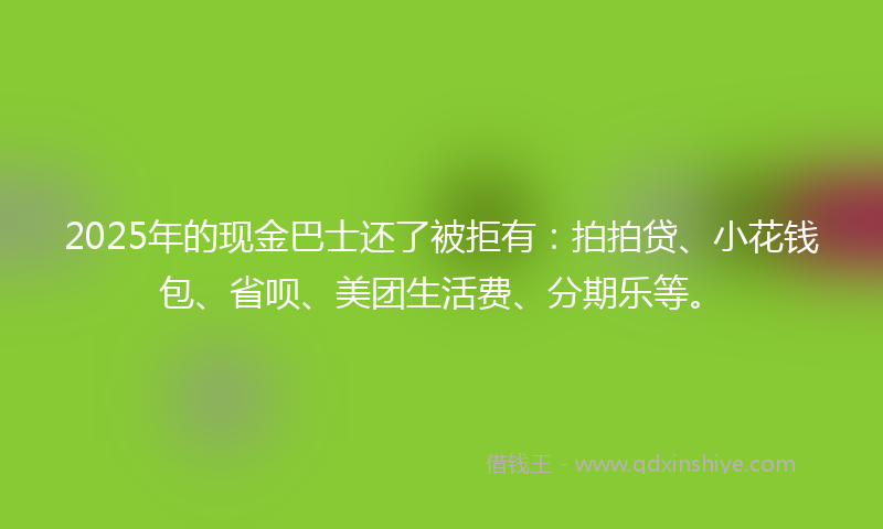 2025年的现金巴士还了被拒有：拍拍贷、小花钱包、省呗、美团生活费、分期乐等。