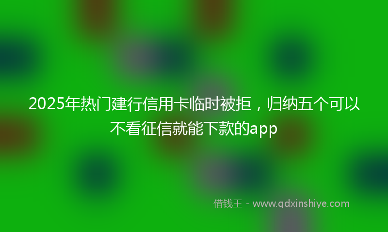 2025年热门建行信用卡临时被拒，归纳五个可以不看征信就能下款的app