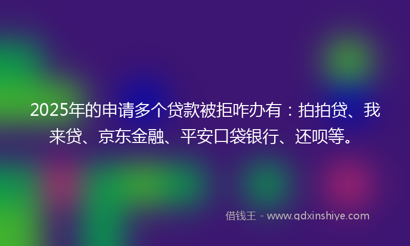 2025年的申请多个贷款被拒咋办有：拍拍贷、我来贷、京东金融、平安口袋银行、还呗等。