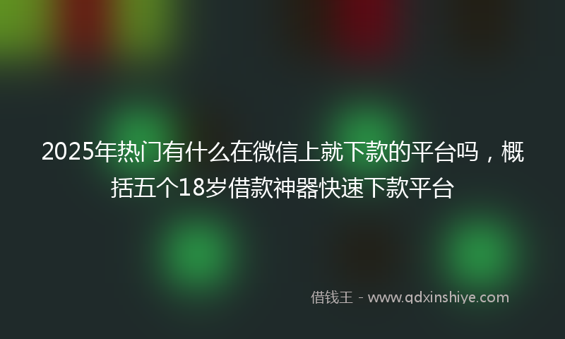 2025年热门有什么在微信上就下款的平台吗，概括五个18岁借款神器快速下款平台