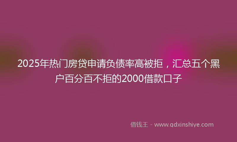 2025年热门房贷申请负债率高被拒，汇总五个黑户百分百不拒的2000借款口子