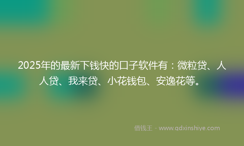 2025年的最新下钱快的口子软件有：微粒贷、人人贷、我来贷、小花钱包、安逸花等。