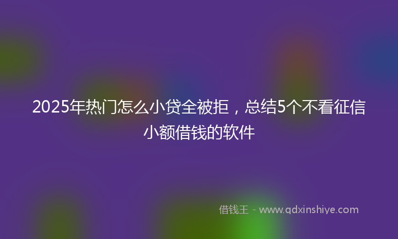 2025年热门怎么小贷全被拒，总结5个不看征信小额借钱的软件
