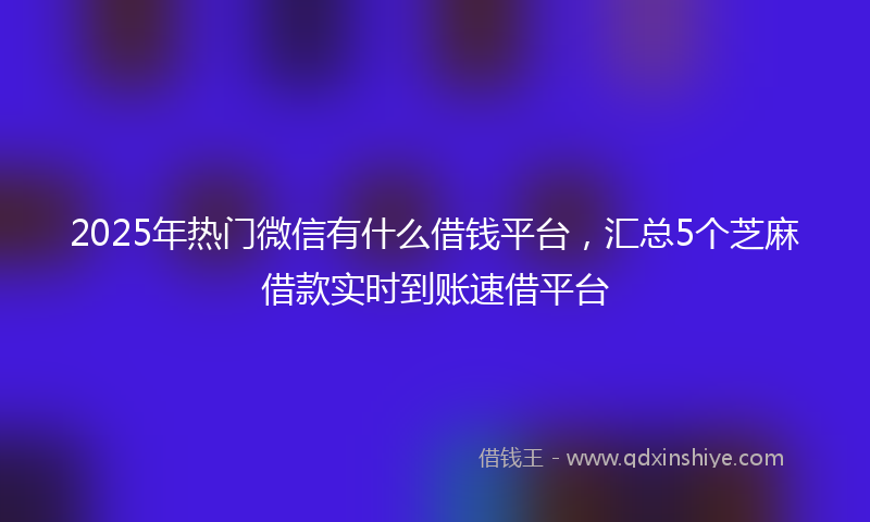 2025年热门微信有什么借钱平台，汇总5个芝麻借款实时到账速借平台
