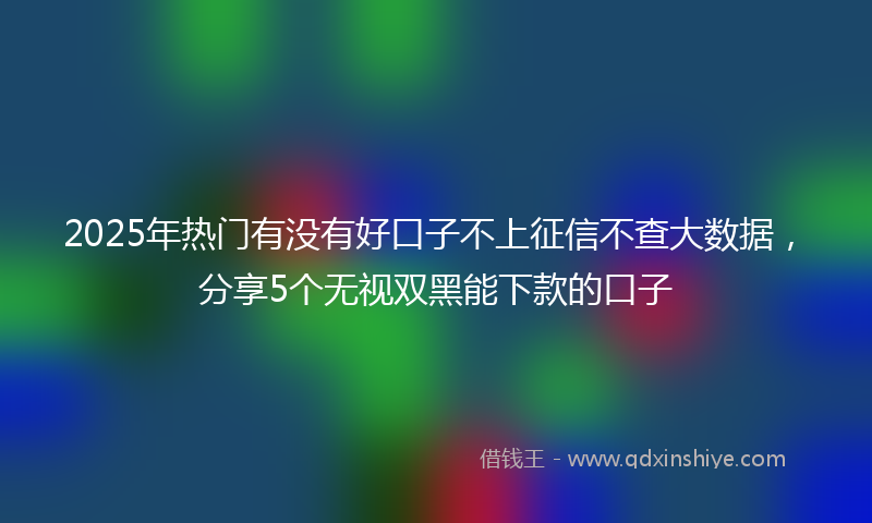 2025年热门有没有好口子不上征信不查大数据，分享5个无视双黑能下款的口子