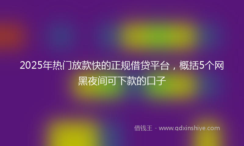 2025年热门放款快的正规借贷平台，概括5个网黑夜间可下款的口子