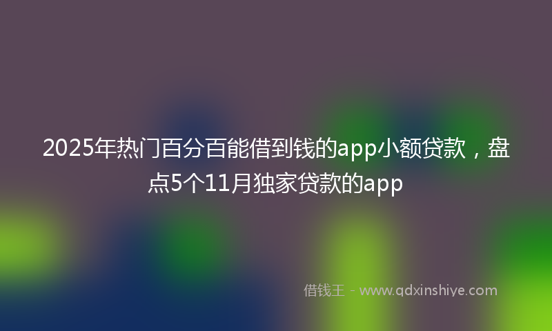 2025年热门百分百能借到钱的app小额贷款，盘点5个11月独家贷款的app