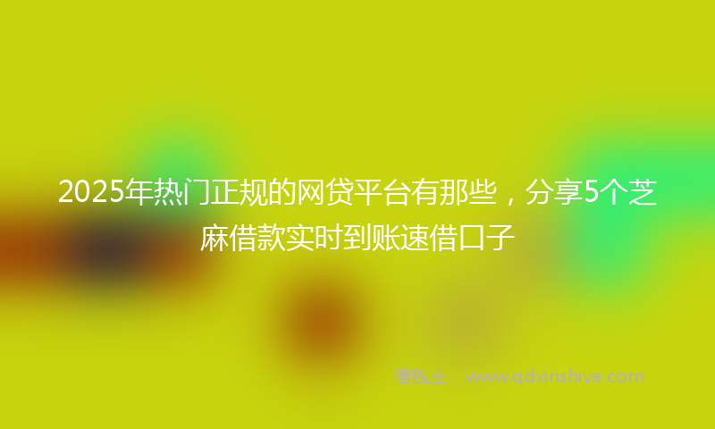 2025年热门正规的网贷平台有那些,分享5个芝麻借款实时到账速借口子