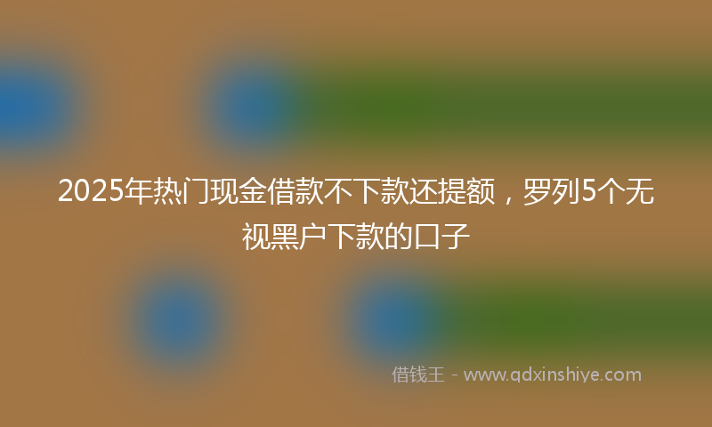 2025年热门现金借款不下款还提额，罗列5个无视黑户下款的口子