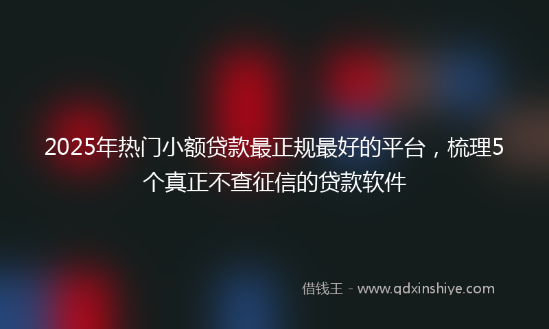 2025年热门小额贷款最正规最好的平台，梳理5个真正不查征信的贷款软件