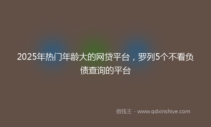 2025年热门年龄大的网贷平台，罗列5个不看负债查询的平台