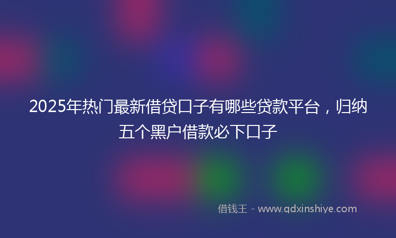2025年热门最新借贷口子有哪些贷款平台，归纳五个黑户借款必下口子
