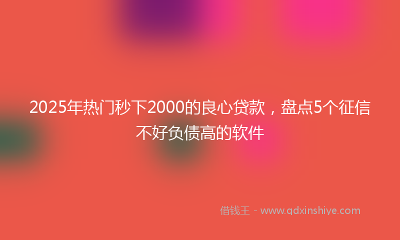 2025年热门秒下2000的良心贷款，盘点5个征信不好负债高的软件