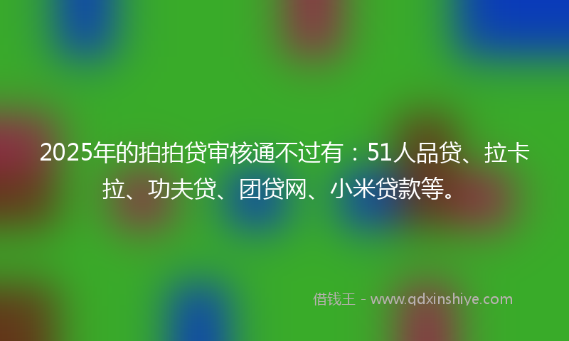 2025年的拍拍贷审核通不过有：51人品贷、拉卡拉、功夫贷、团贷网、小米贷款等。
