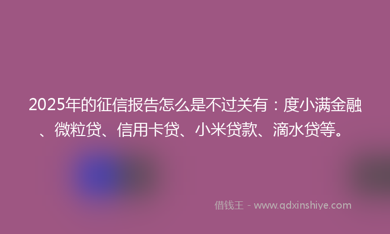 2025年的征信报告怎么是不过关有：度小满金融、微粒贷、信用卡贷、小米贷款、滴水贷等。
