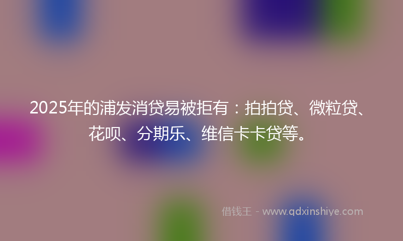 2025年的浦发消贷易被拒有：拍拍贷、微粒贷、花呗、分期乐、维信卡卡贷等。