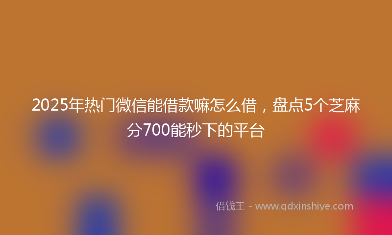 2025年热门微信能借款嘛怎么借，盘点5个芝麻分700能秒下的平台