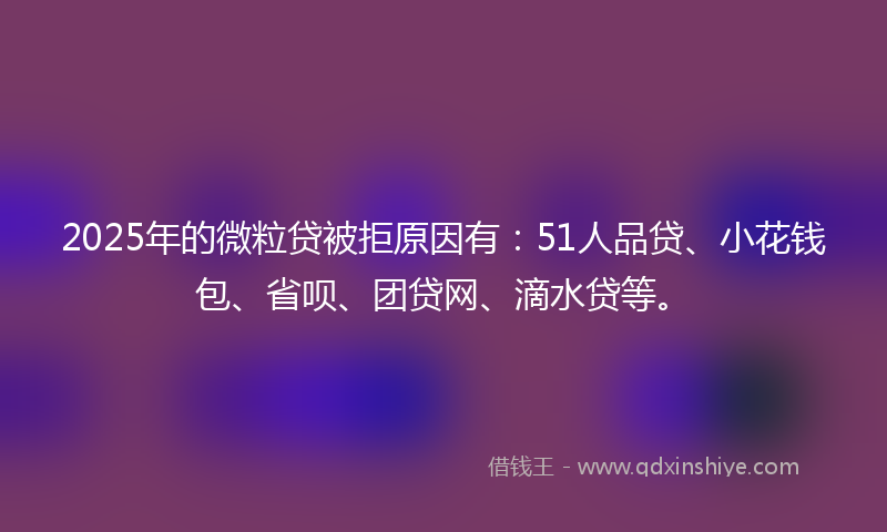 2025年的微粒贷被拒原因有：51人品贷、小花钱包、省呗、团贷网、滴水贷等。