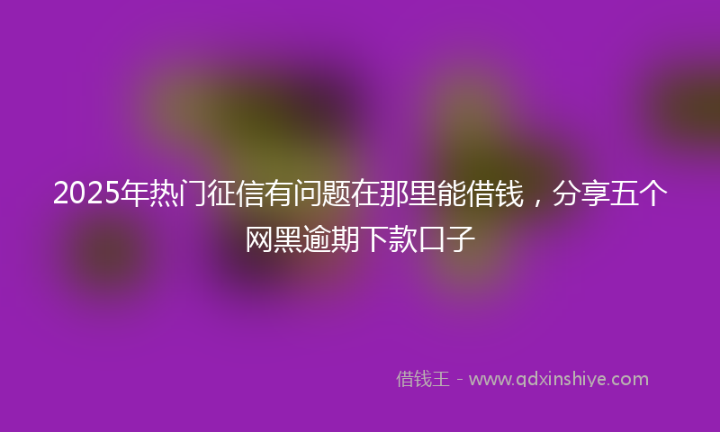 2025年热门征信有问题在那里能借钱，分享五个网黑逾期下款口子