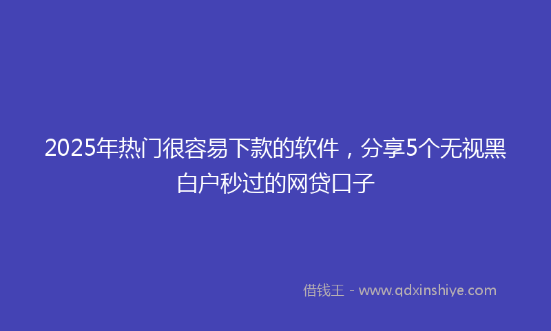 2025年热门很容易下款的软件，分享5个无视黑白户秒过的网贷口子