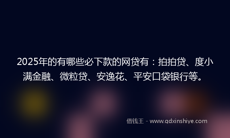 2025年的有哪些必下款的网贷有：拍拍贷、度小满金融、微粒贷、安逸花、平安口袋银行等。