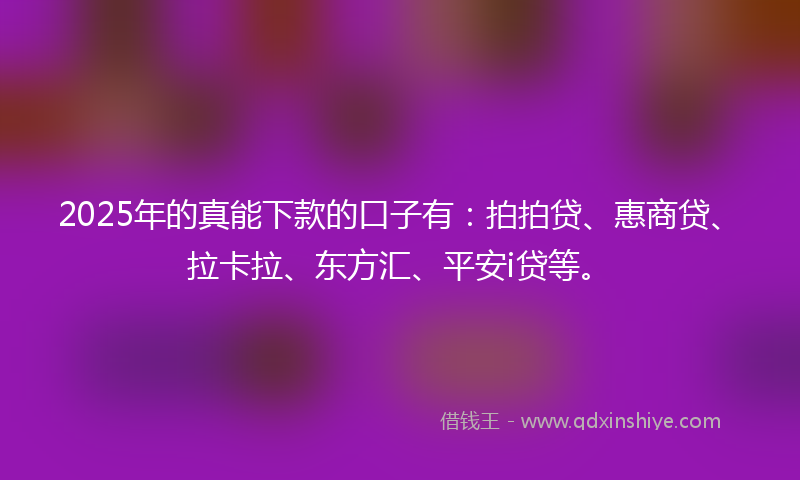 2025年的真能下款的口子有：拍拍贷、惠商贷、拉卡拉、东方汇、平安i贷等。