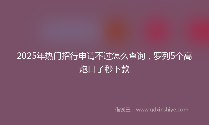 2025年热门招行申请不过怎么查询，罗列5个高炮口子秒下款