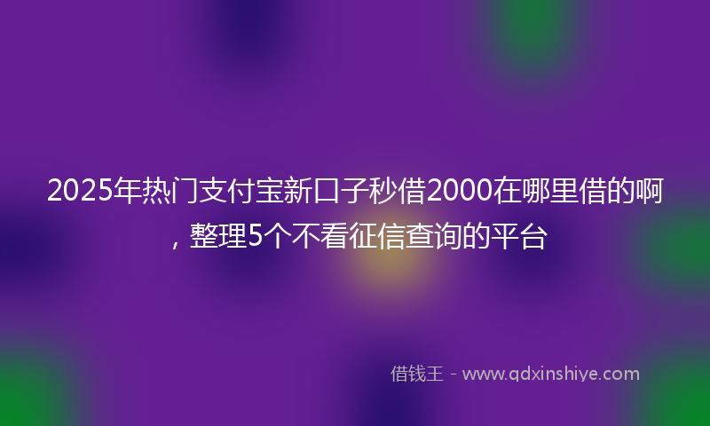2025年热门支付宝新口子秒借2000在哪里借的啊，整理5个不看征信查询的平台
